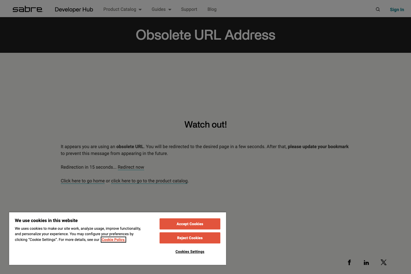 Sabre for Developers documentation page
