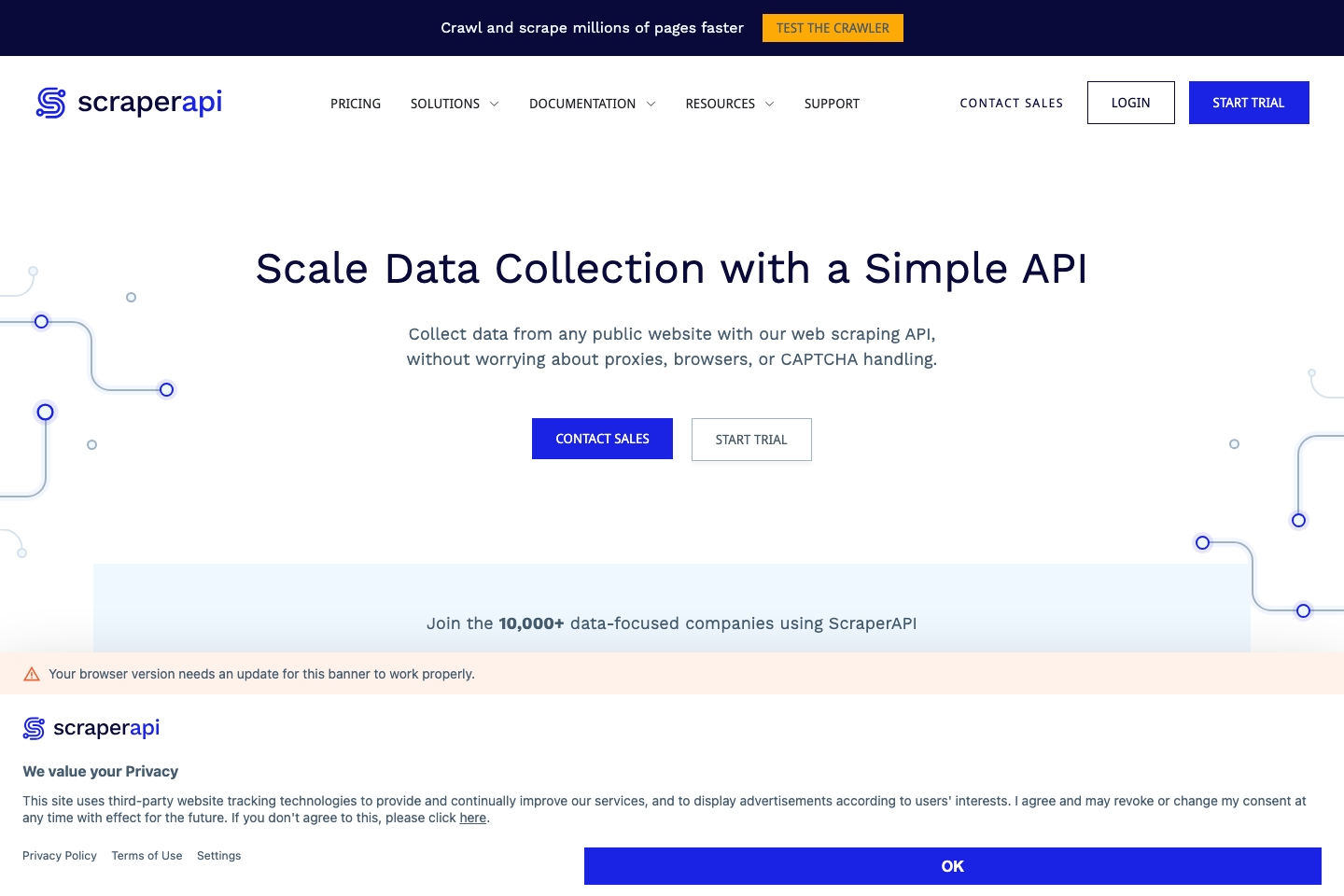 ScraperApi documentation page