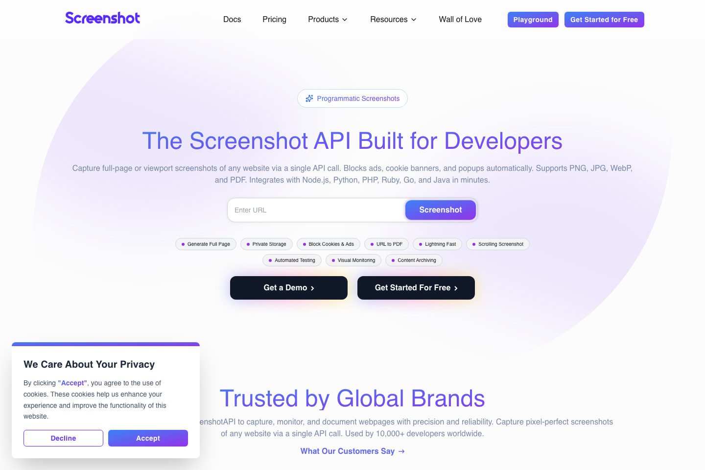 ScreenshotAPI.net documentation page