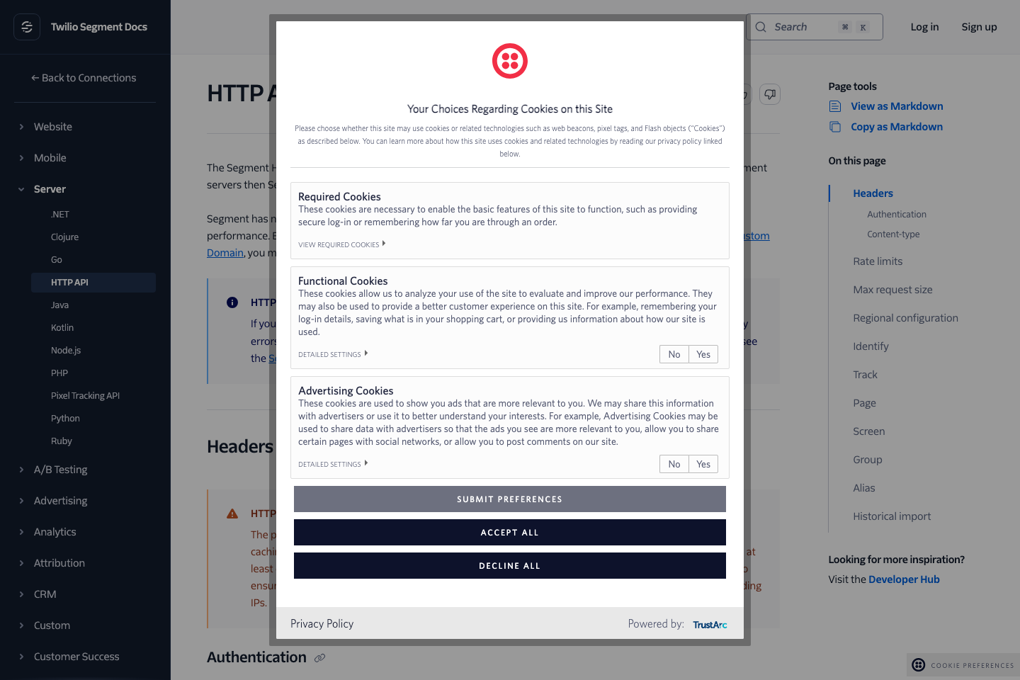 Segment documentation page
