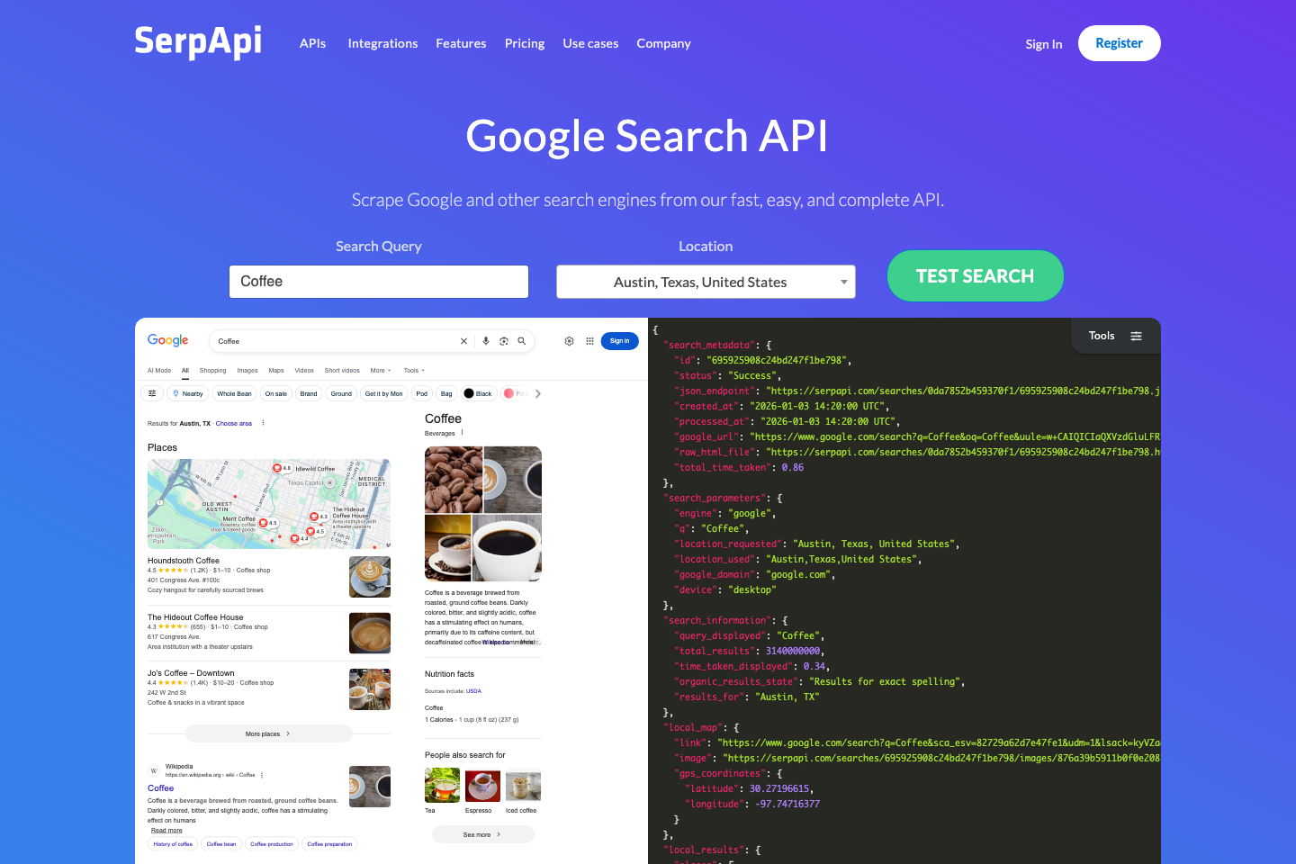 SerpApi documentation page