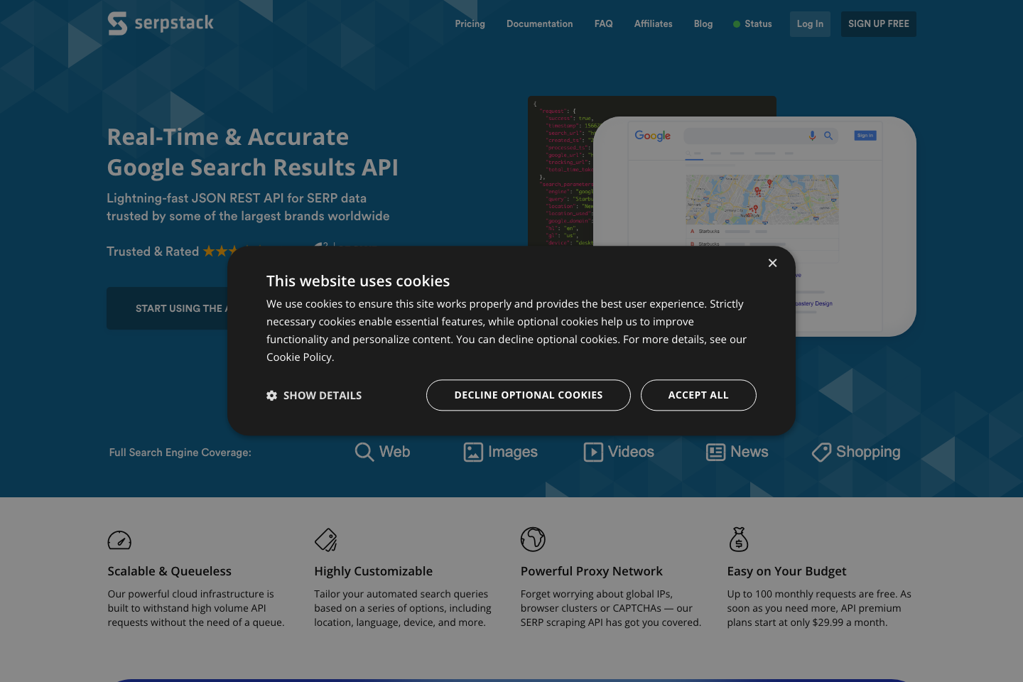 serpstack documentation page