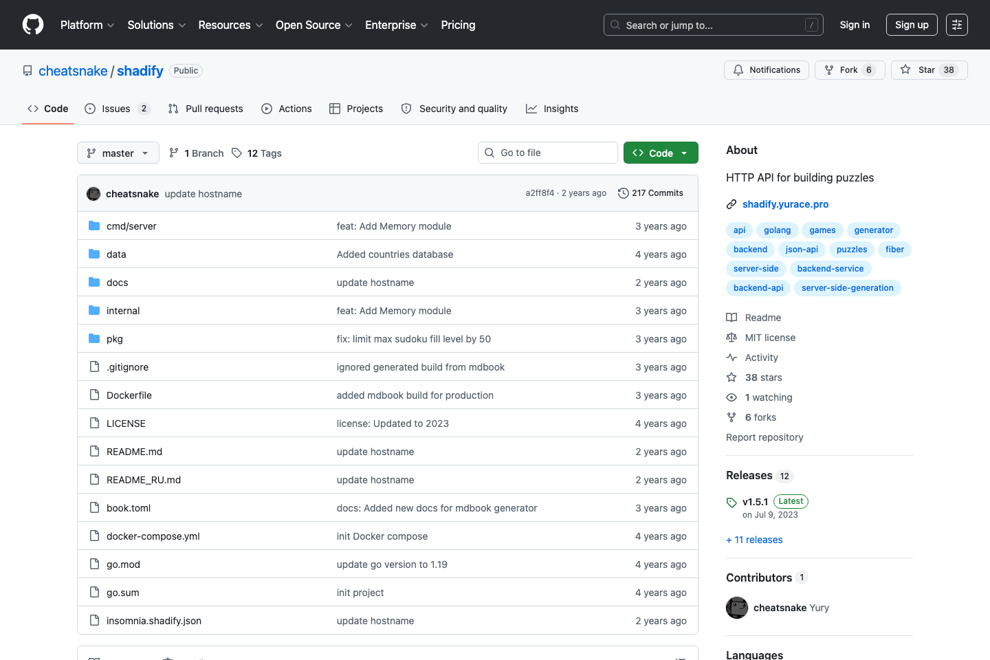 Shadify documentation page
