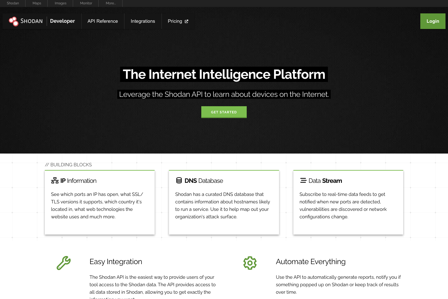 Shodan documentation page