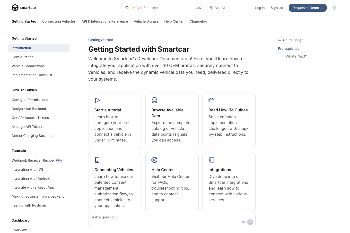 Smartcar documentation page