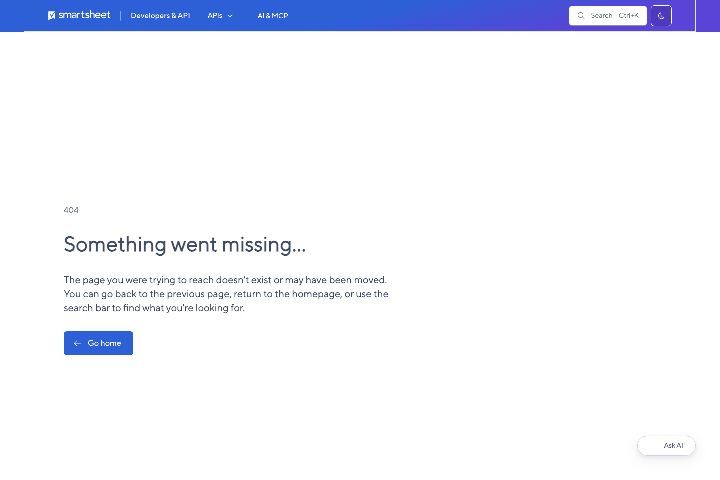 Smartsheet documentation page