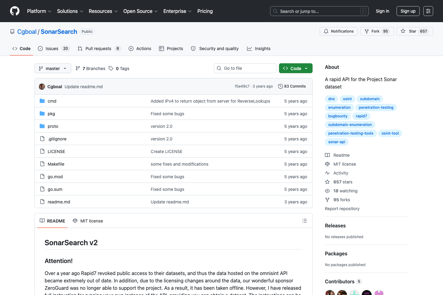 Sonar documentation page