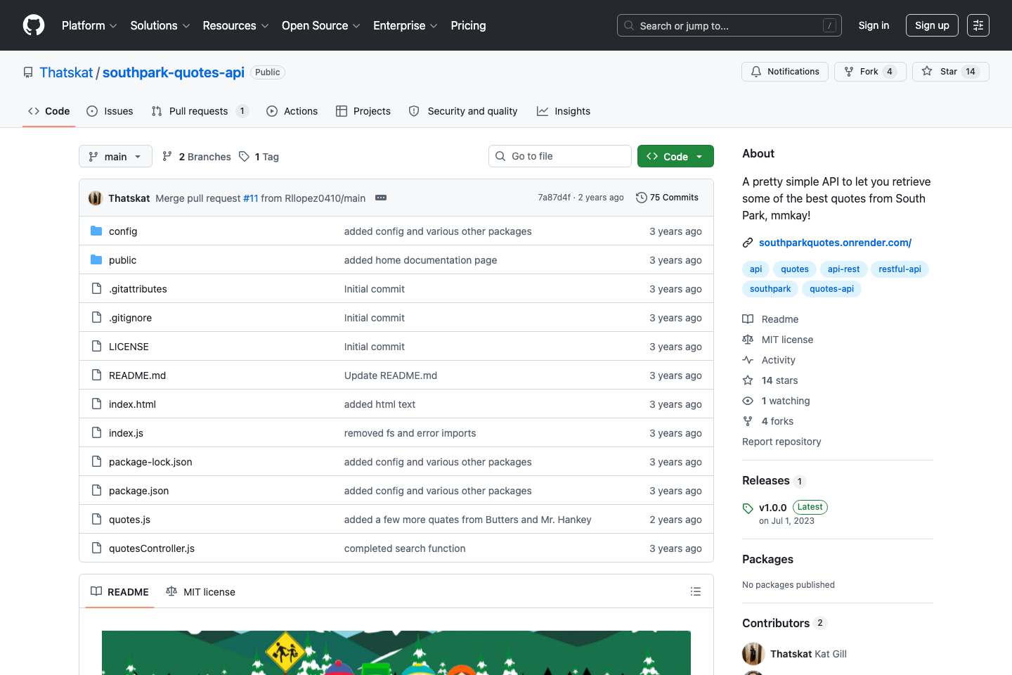 South Park Quotes documentation page