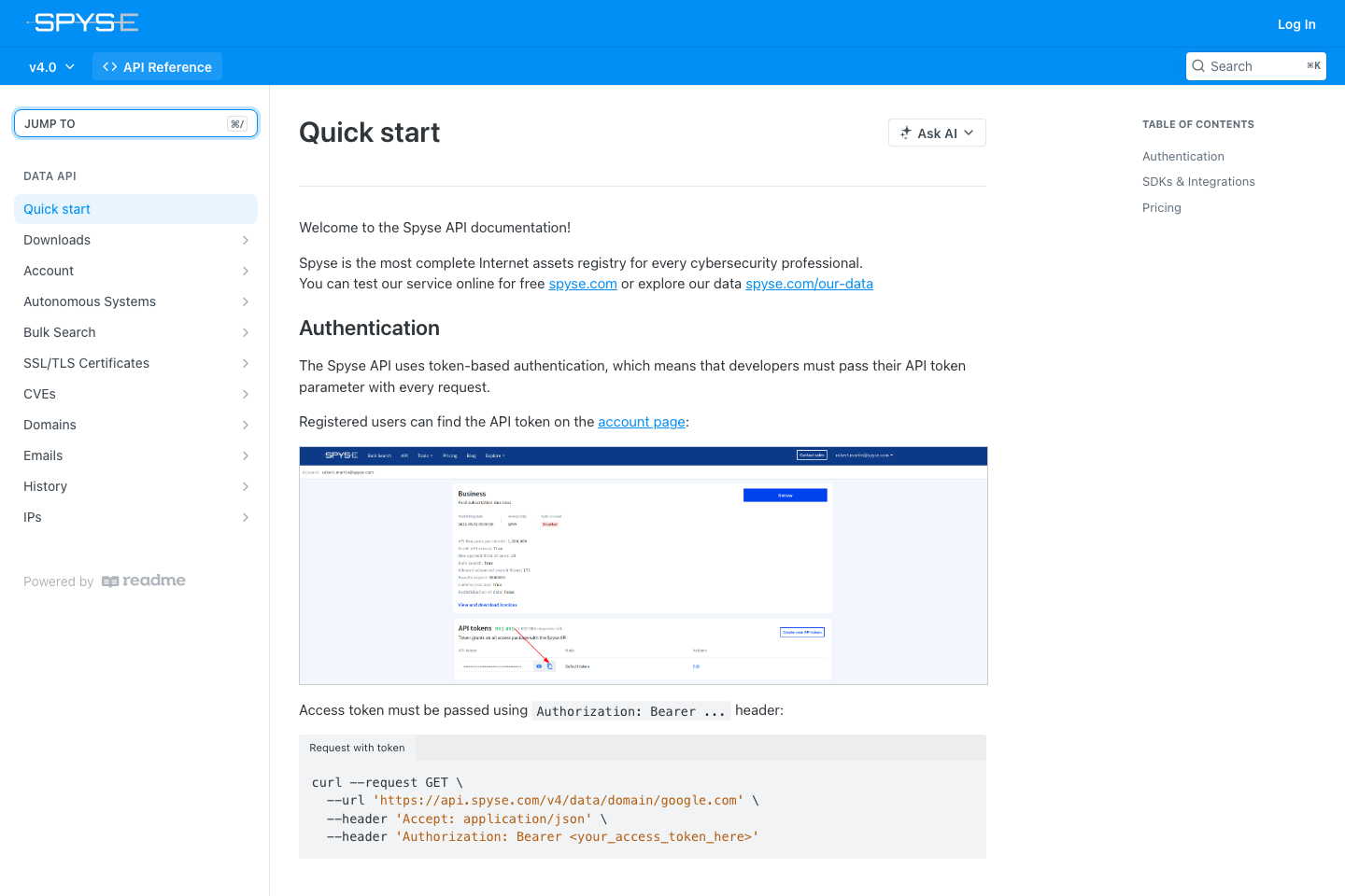 Spyse documentation page