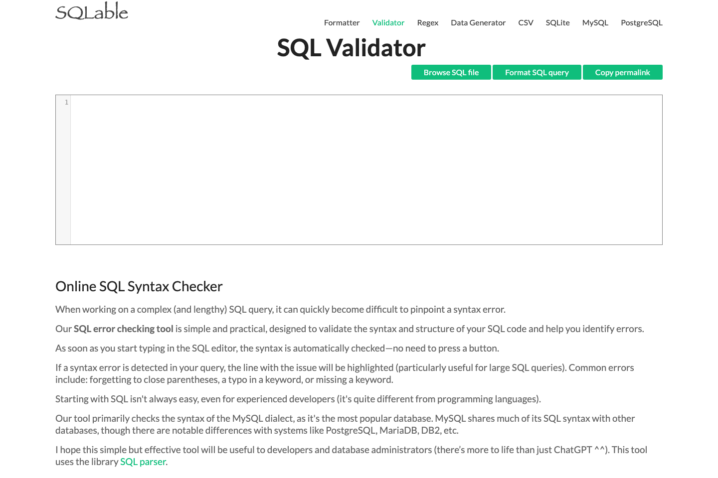 SQLable documentation page
