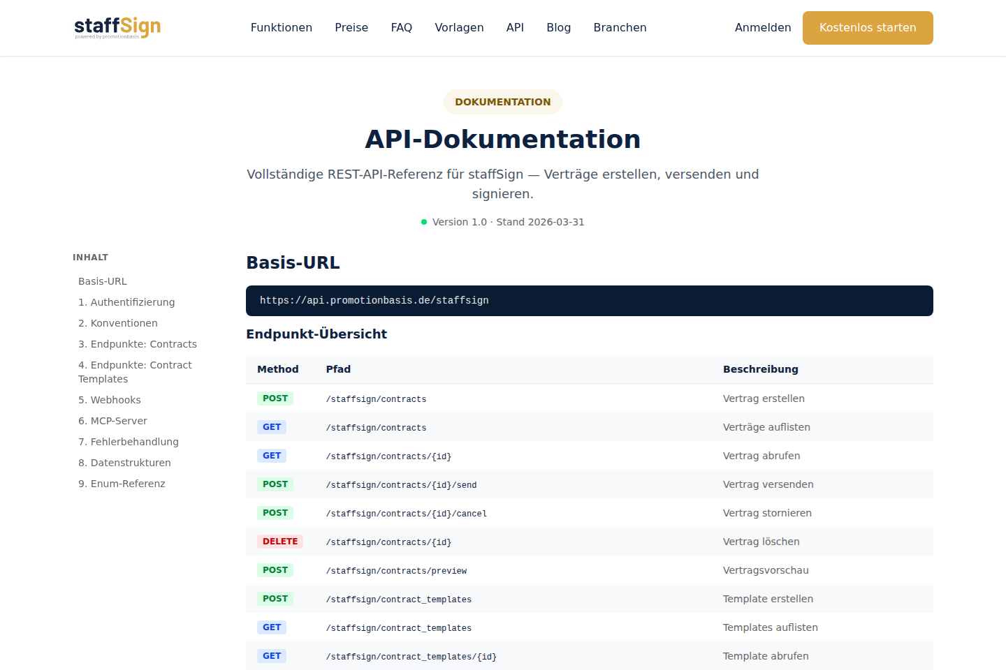 staffSign documentation page