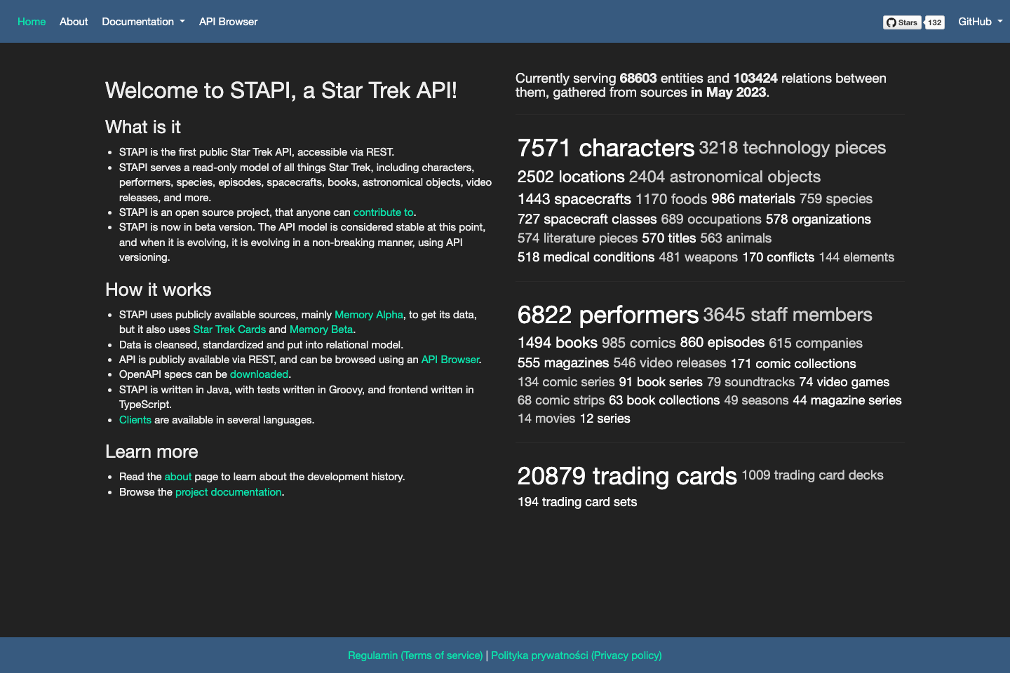 STAPI documentation page
