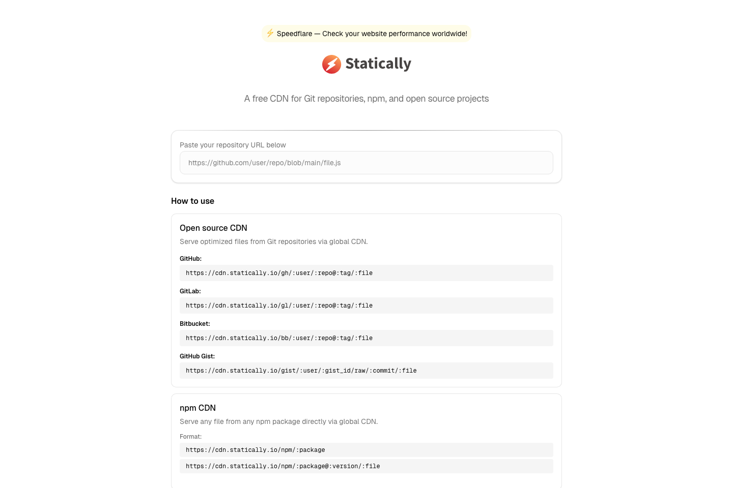 Statically documentation page