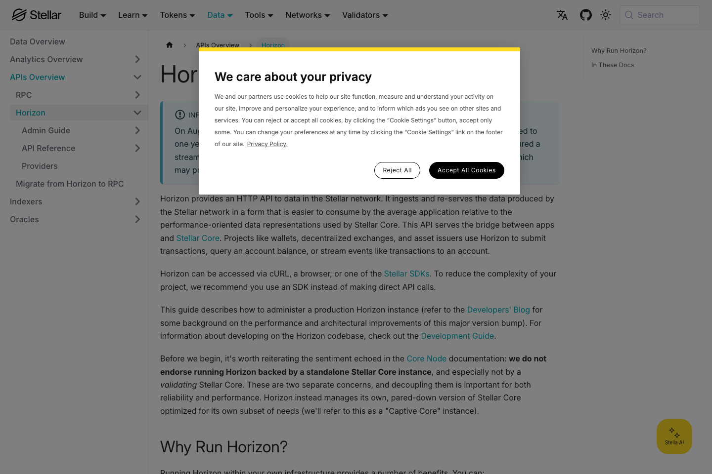 Stellar documentation page