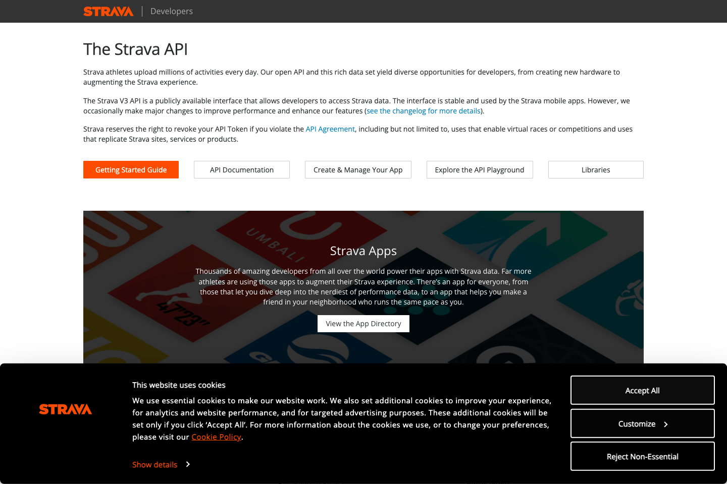 Strava documentation page