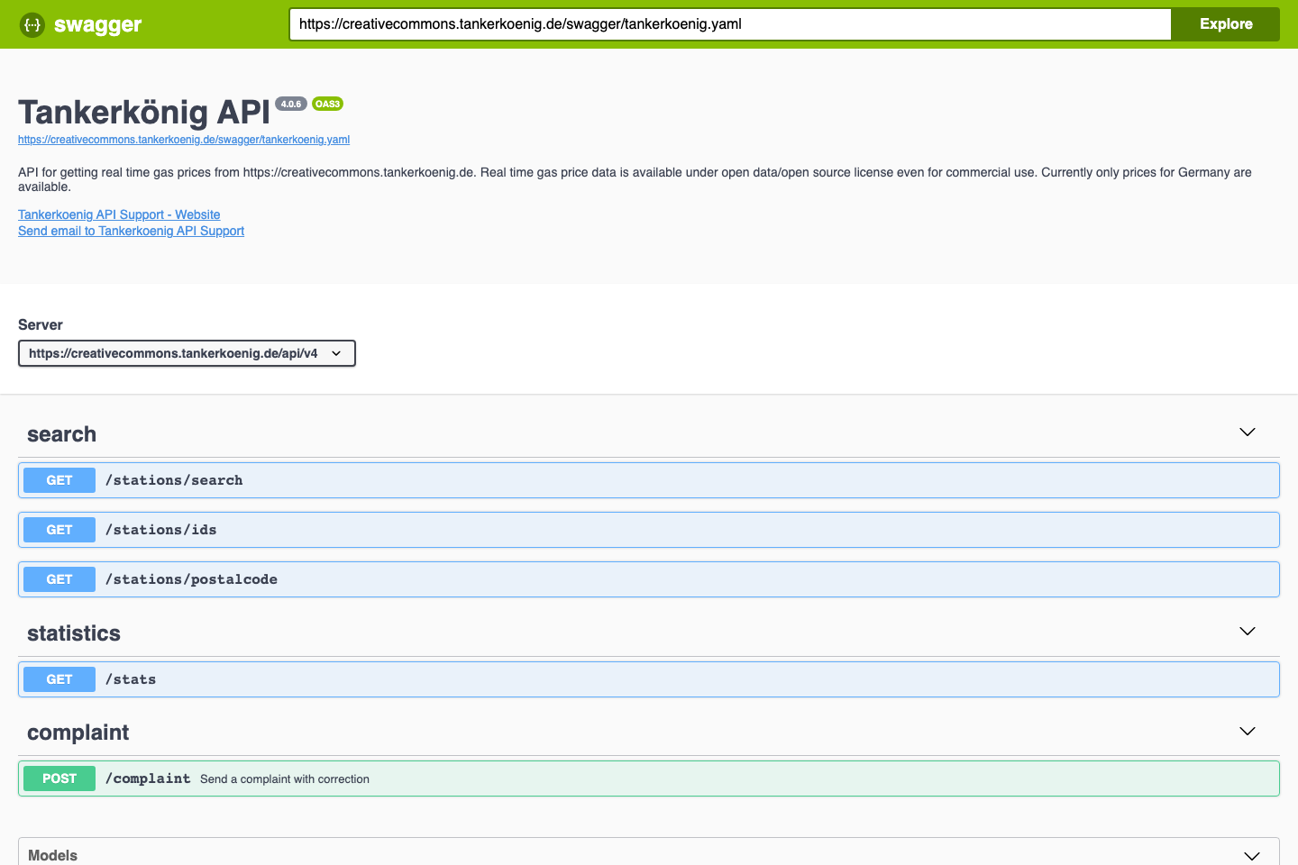 Tankerkoenig documentation page