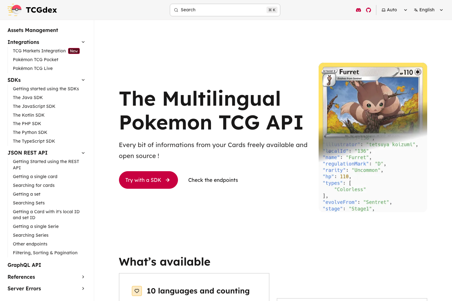 TCGdex documentation page