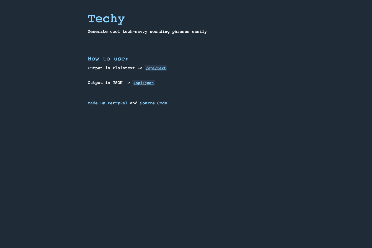 Techy documentation page