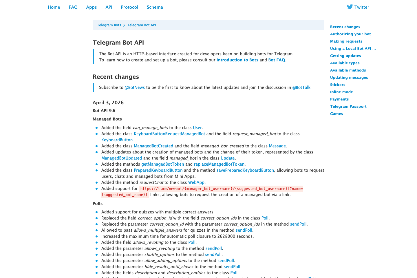 Telegram Bot documentation page