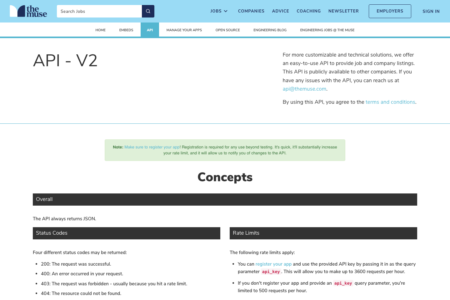 The Muse documentation page