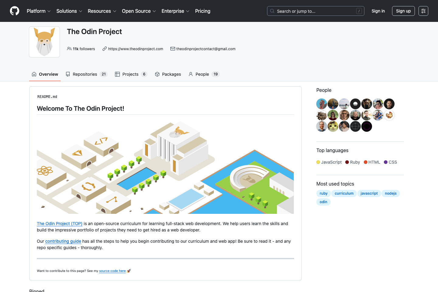 The Odin Project documentation page