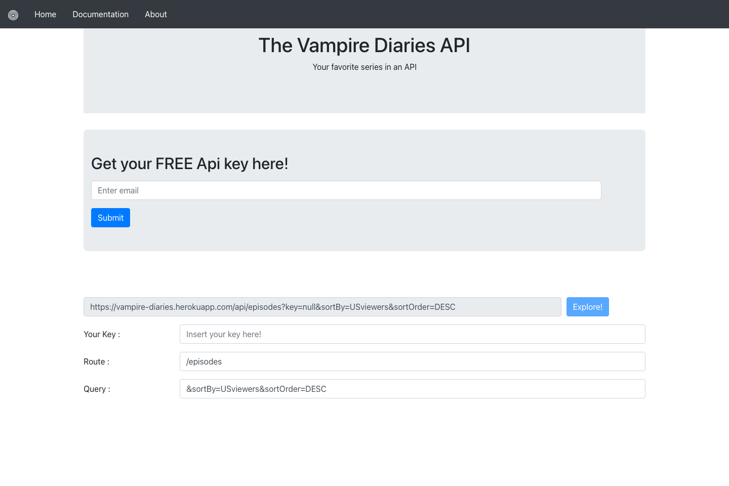 The Vampire Diaries documentation page