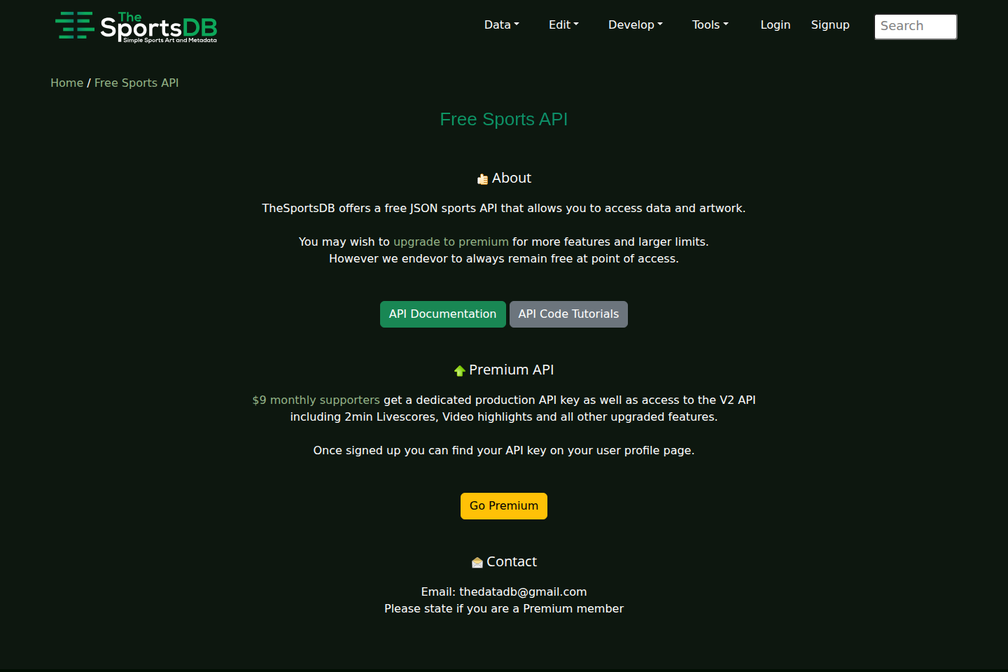 TheSportsDB documentation page