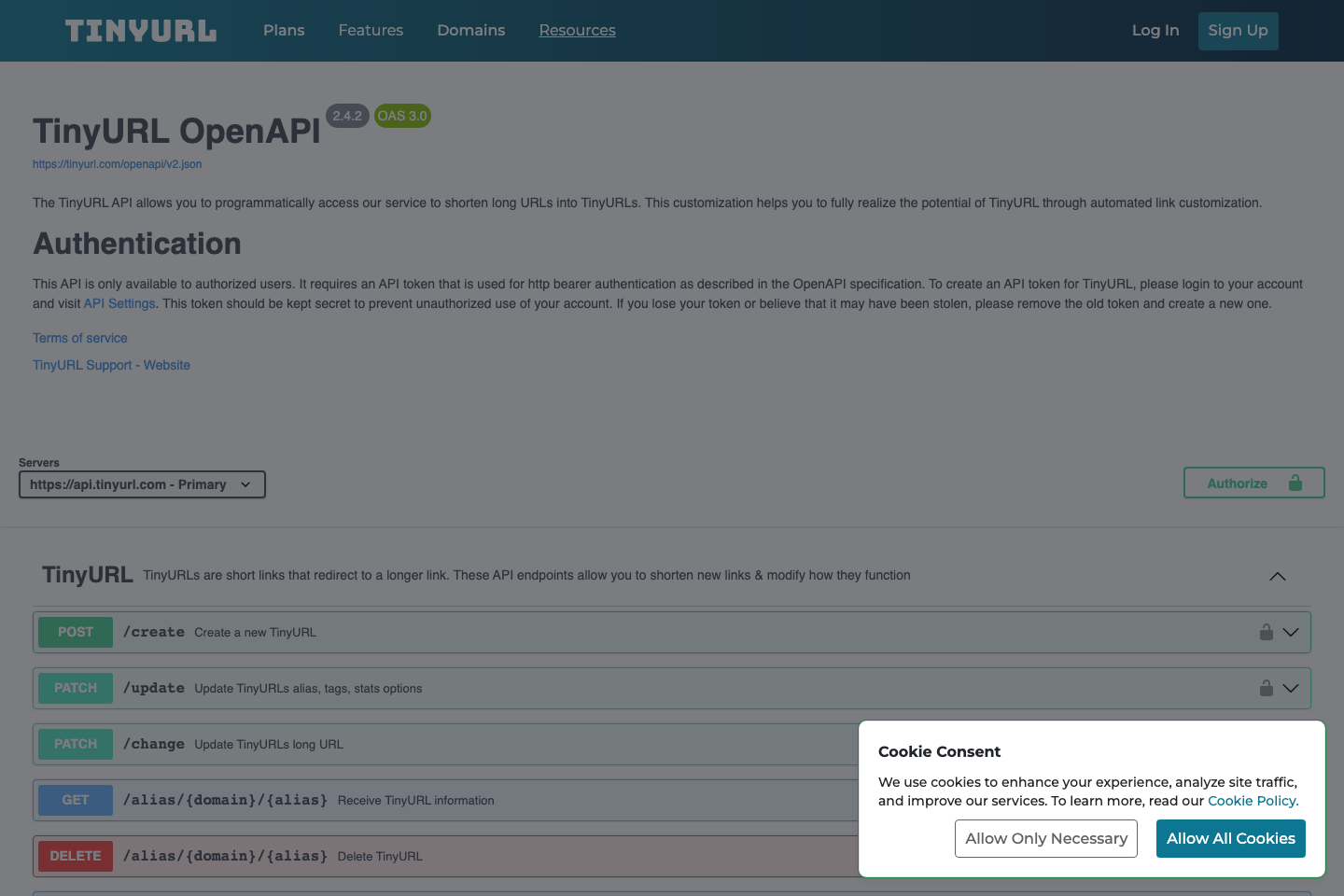 TinyURL documentation page