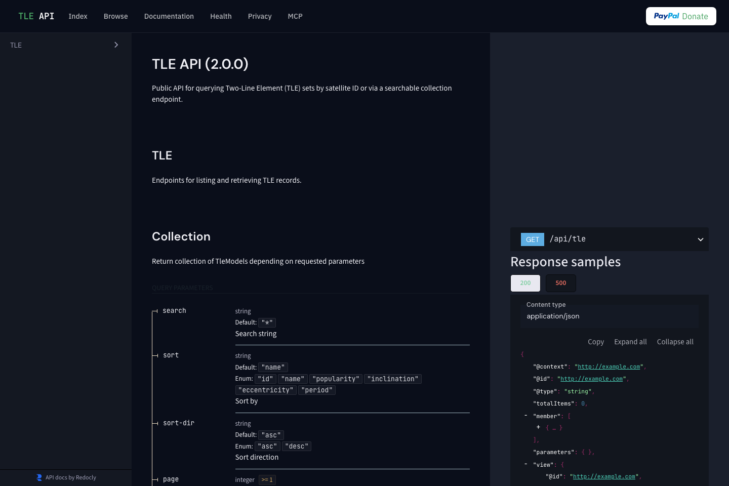 TLE documentation page