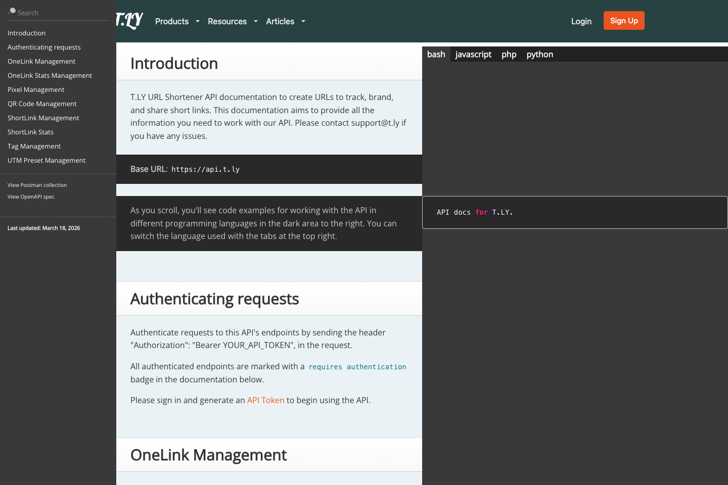 T.LY documentation page