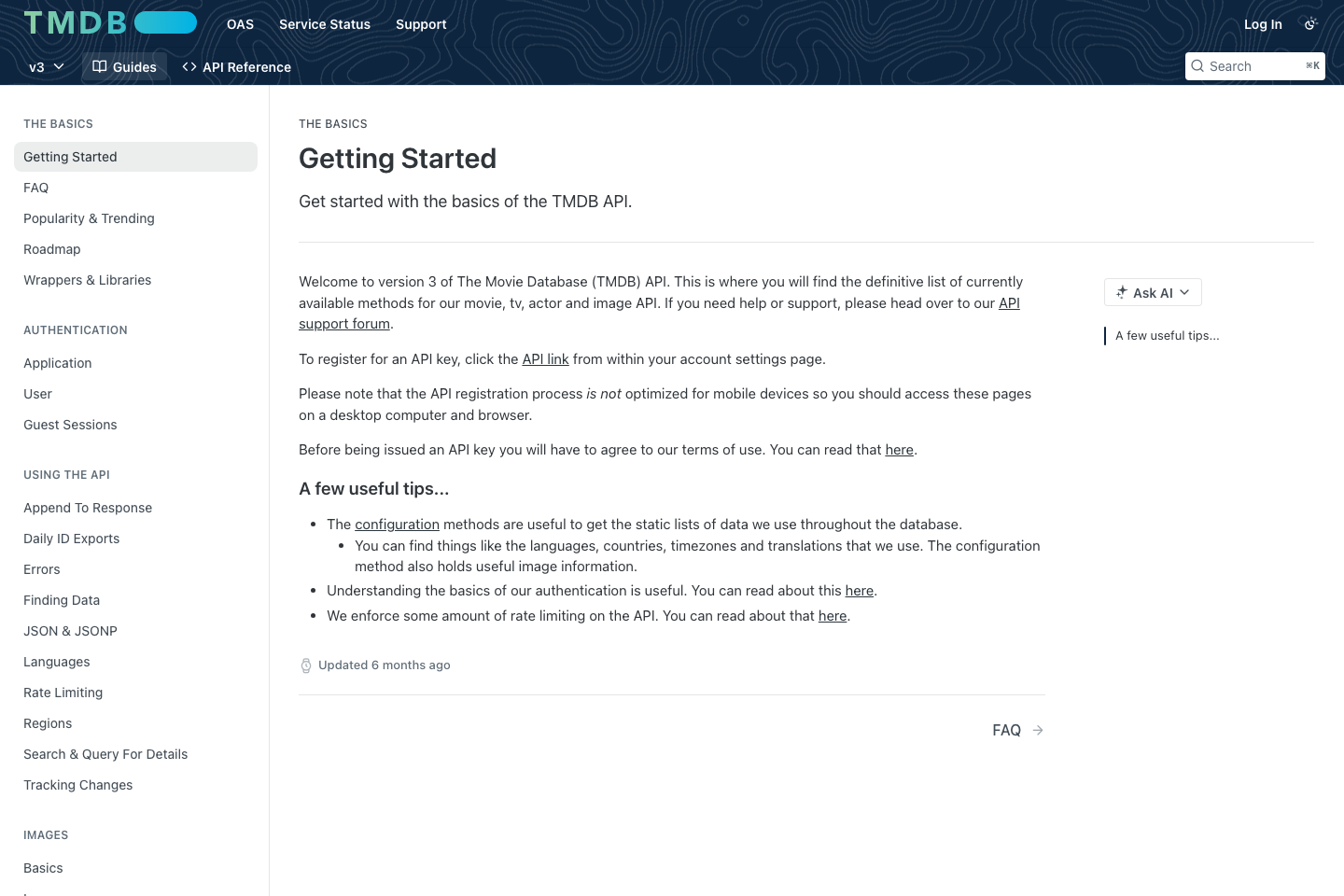 TMDb documentation page