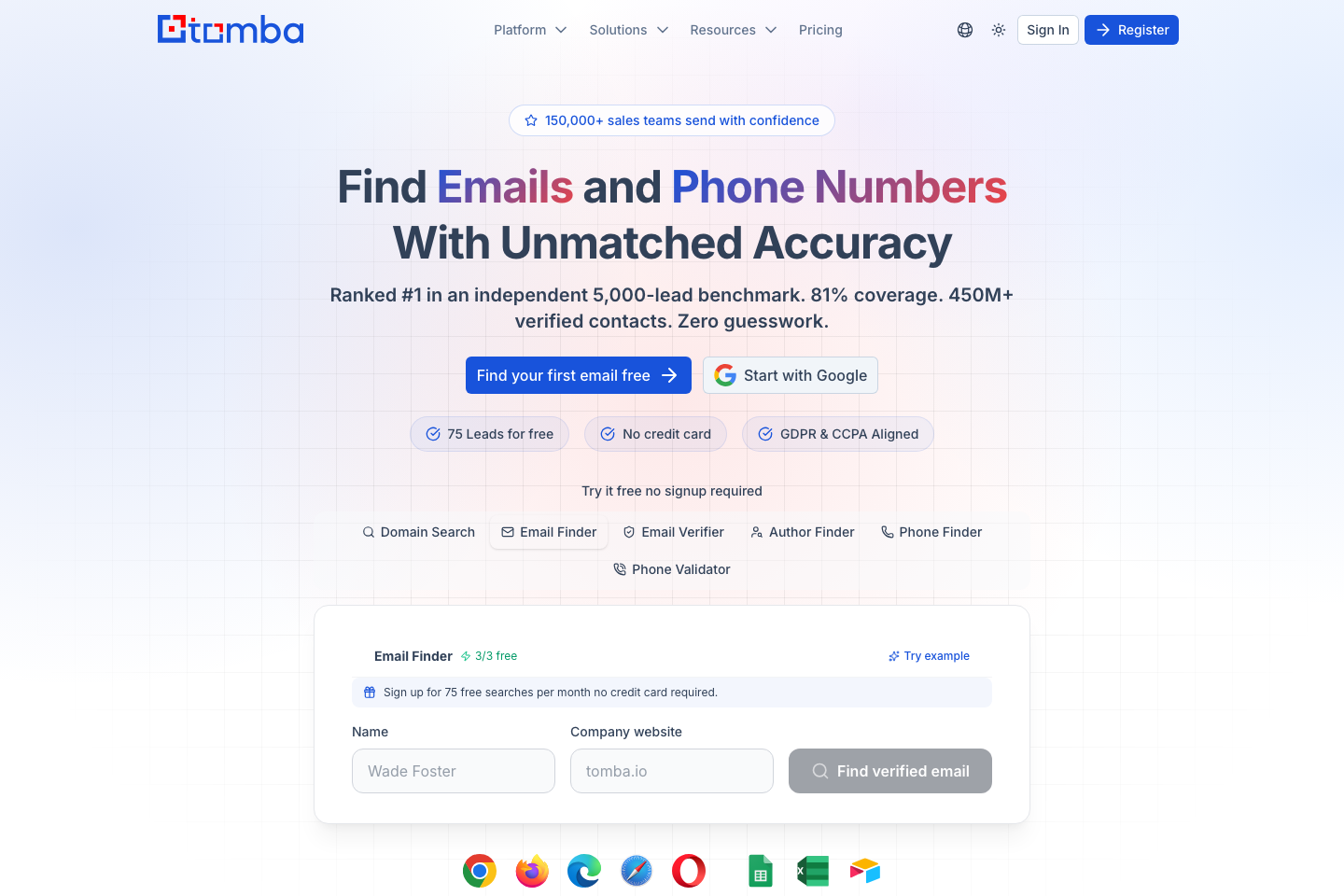 Tomba Email finder documentation page