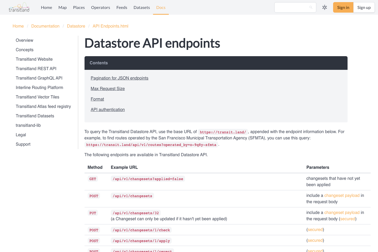 TransitLand documentation page