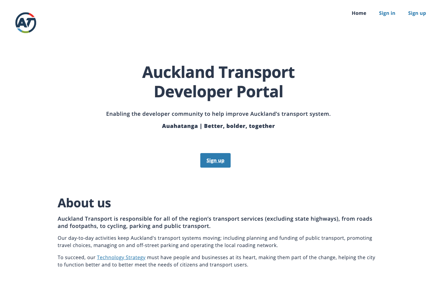 Transport for Auckland, New Zealand documentation page