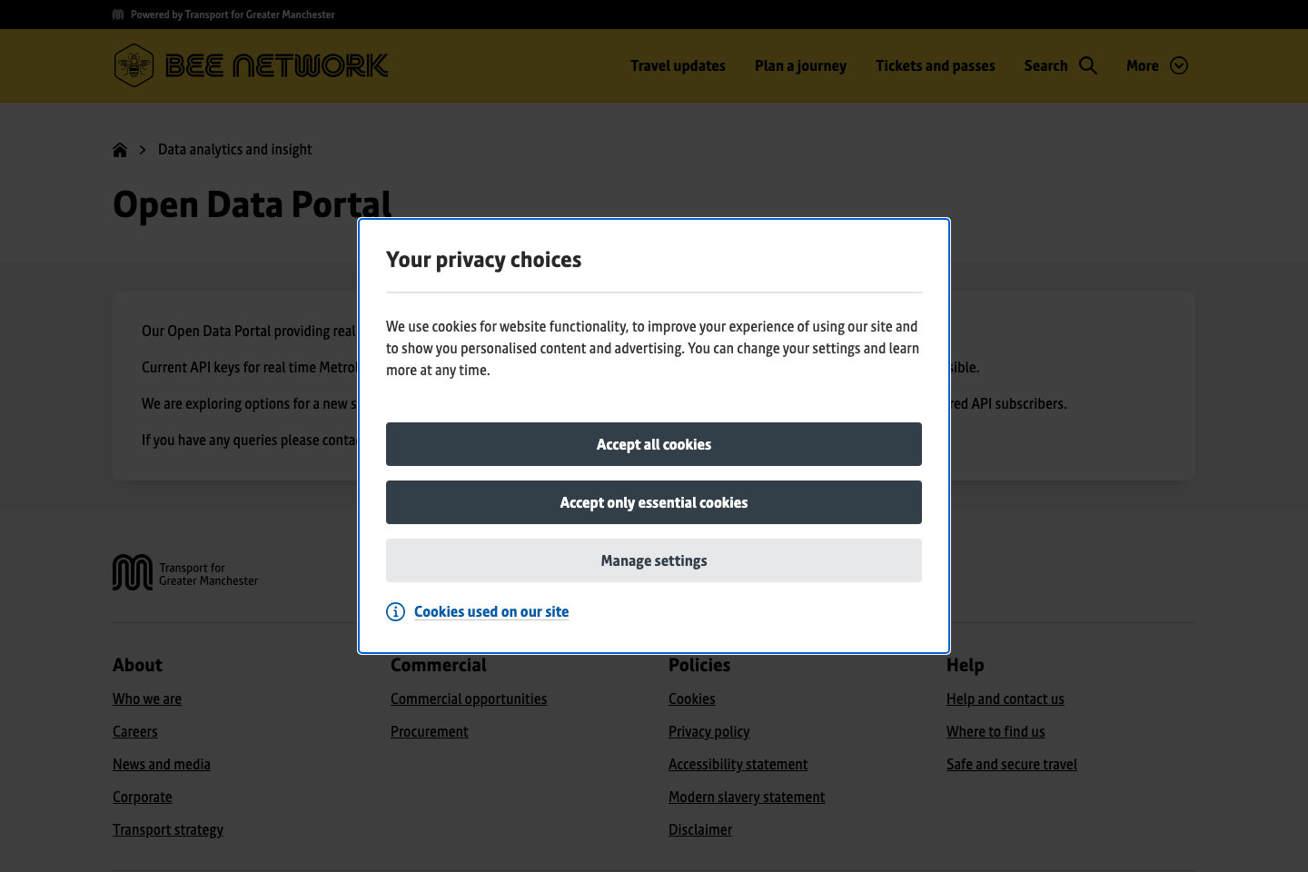 Transport for Manchester, England documentation page