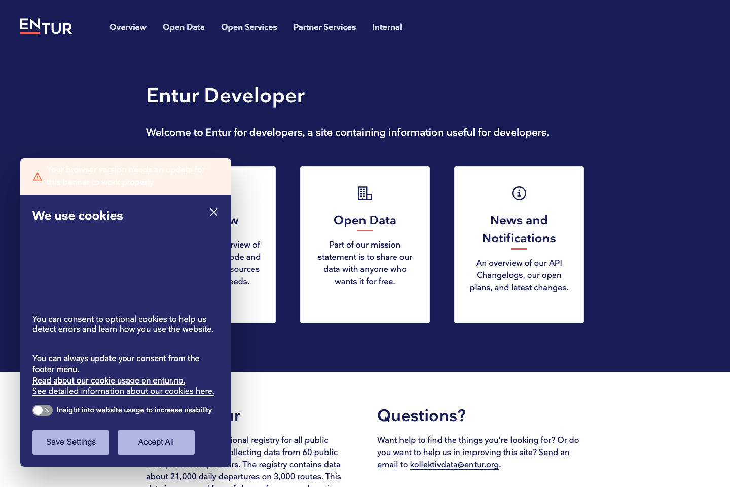 Transport for Norway documentation page