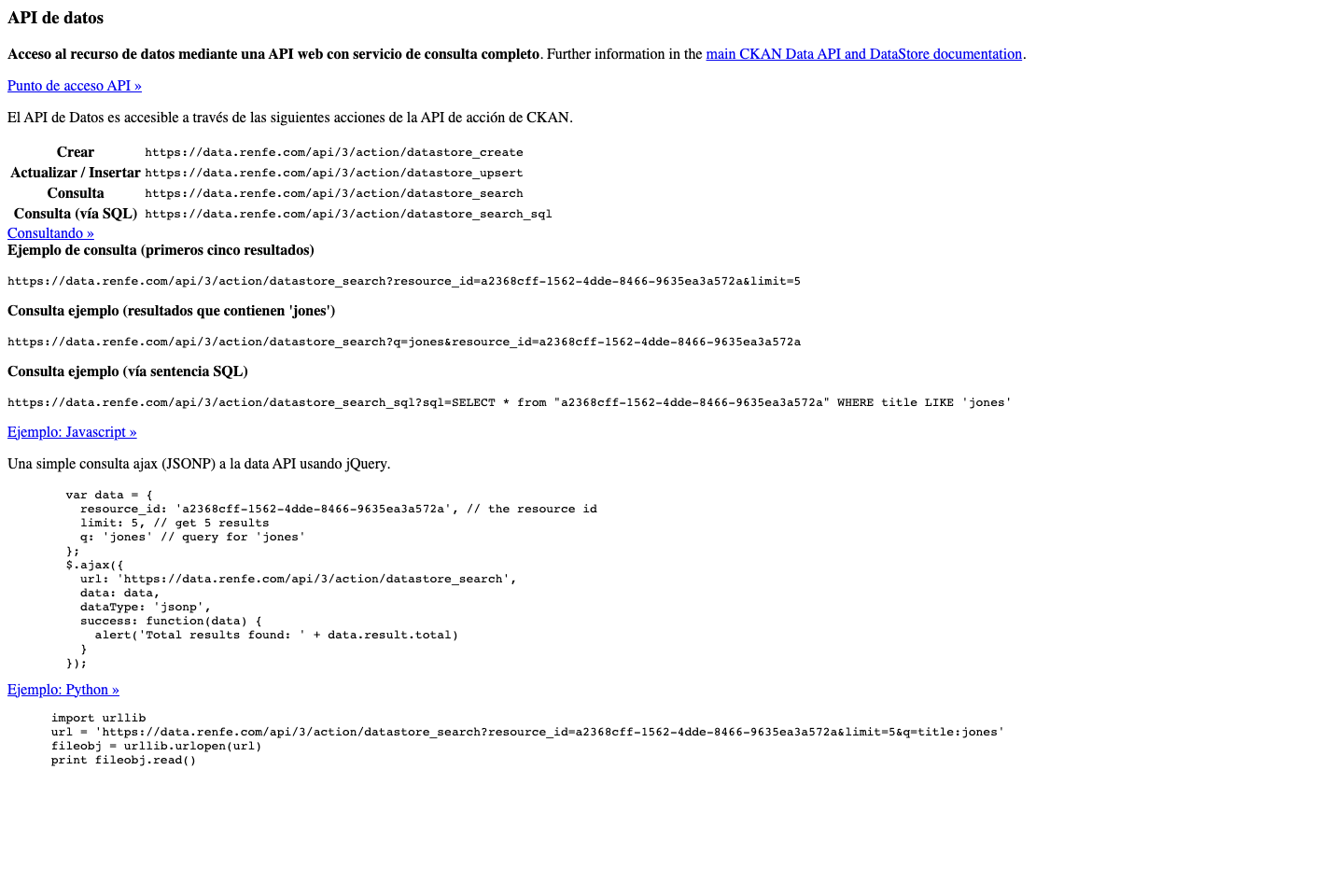 Transport for Spain documentation page