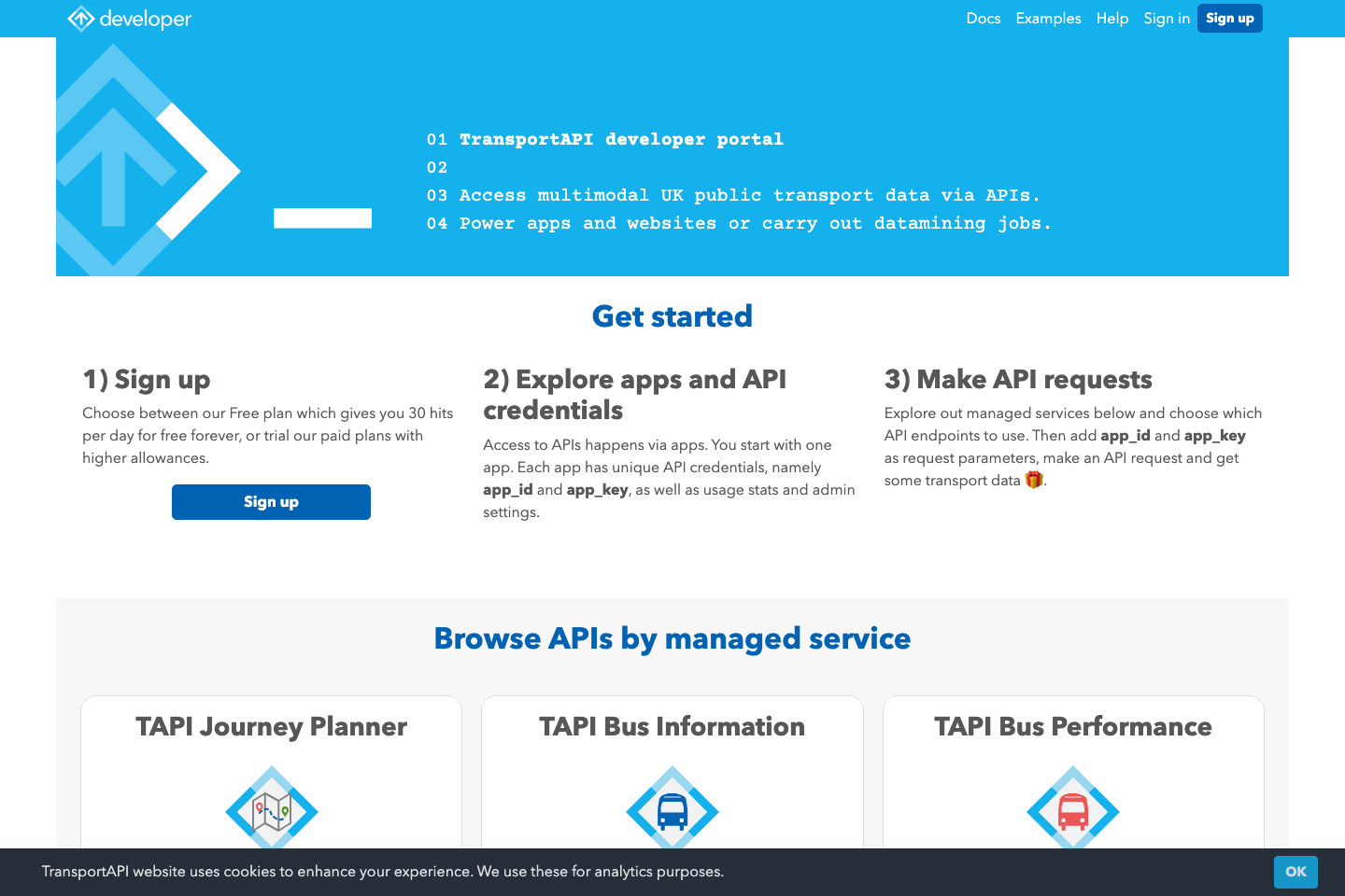Transport for UK documentation page