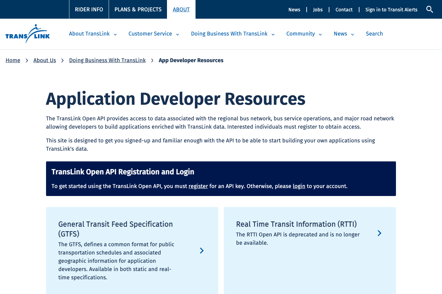 Transportation in Vancouver, Canada documentation page