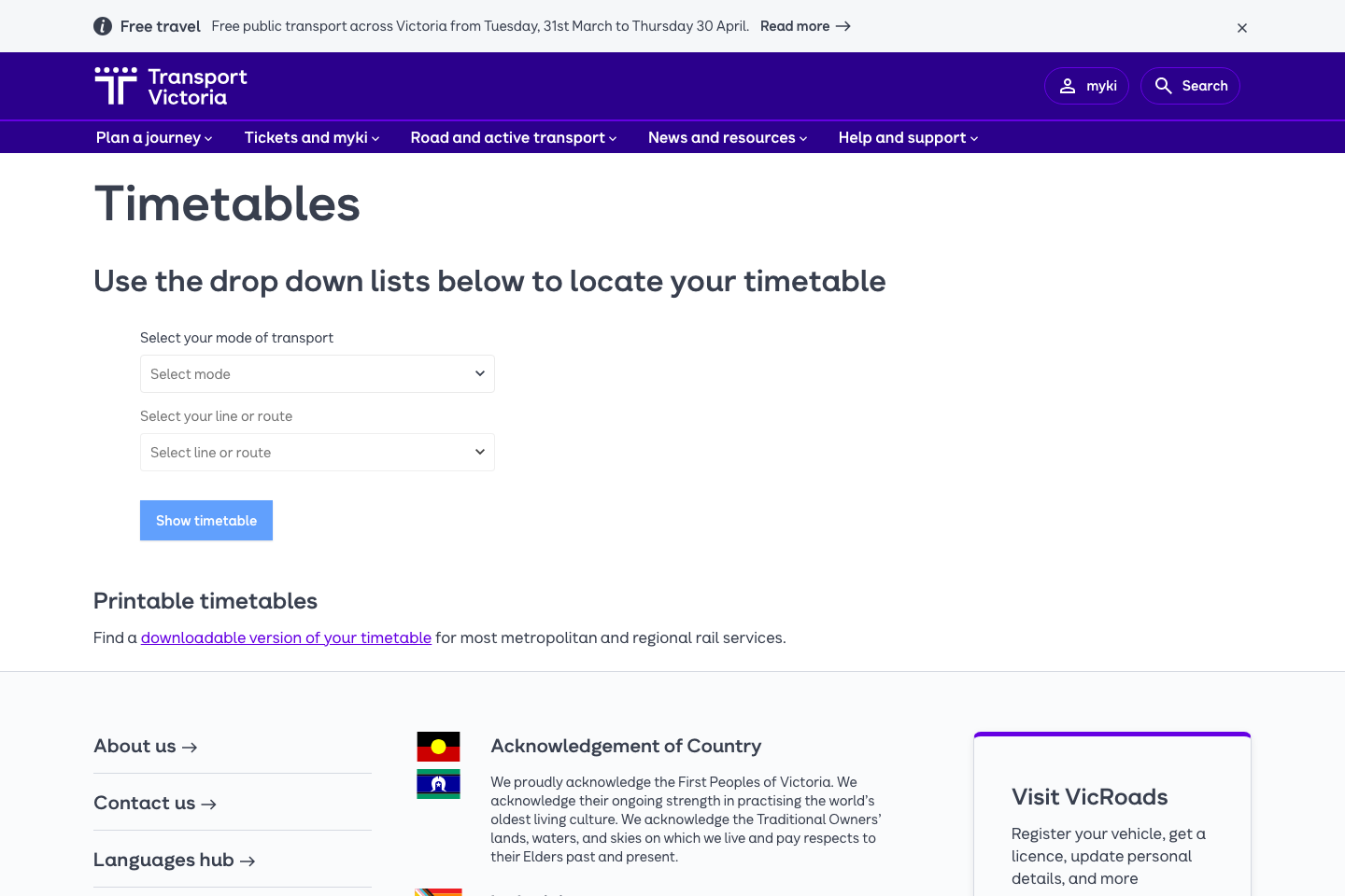 Transportation in Victoria, Australia documentation page