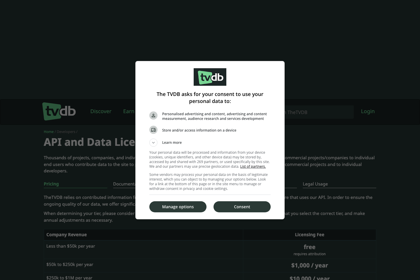 TVDB documentation page