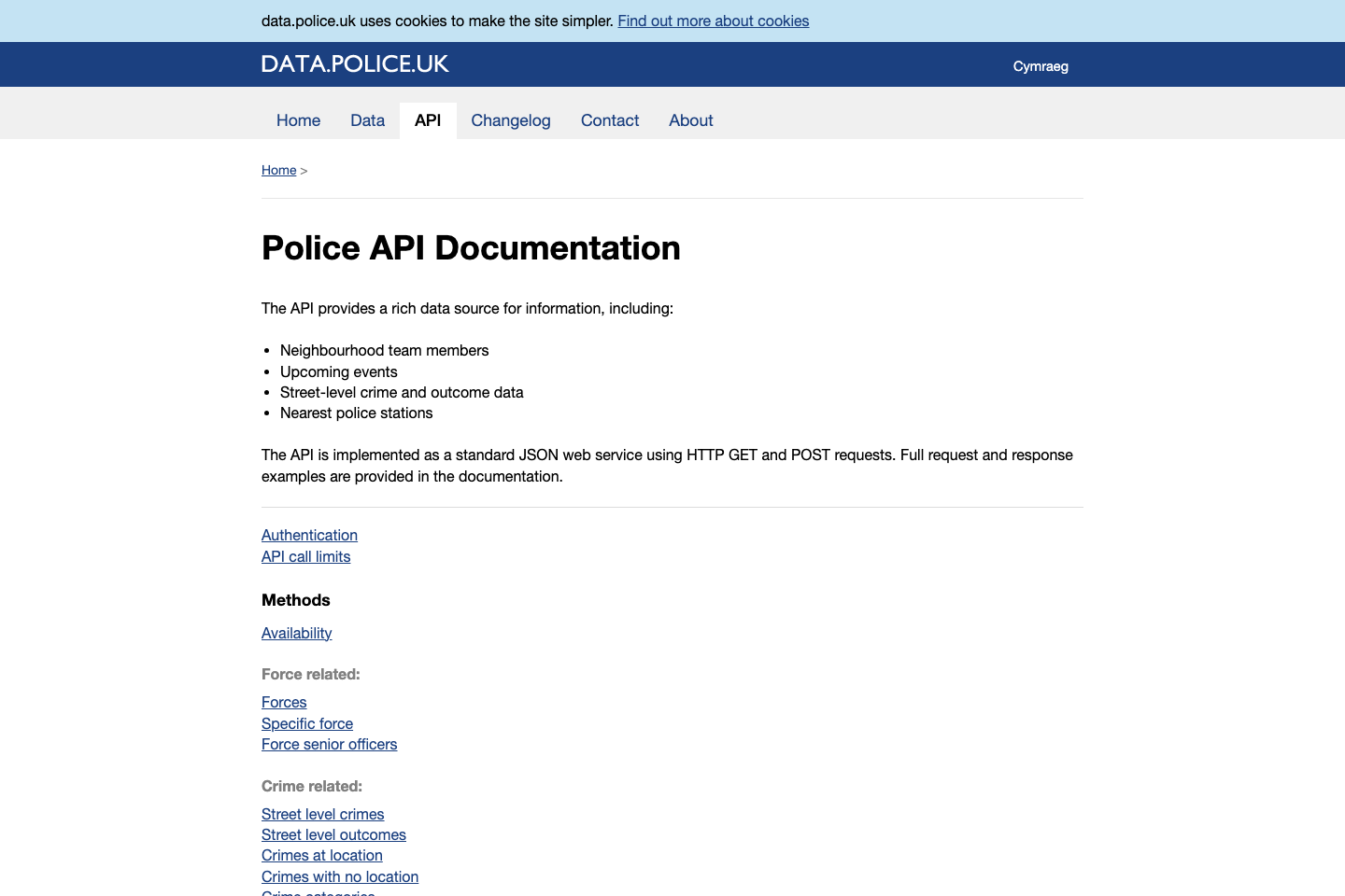 UK Police documentation page
