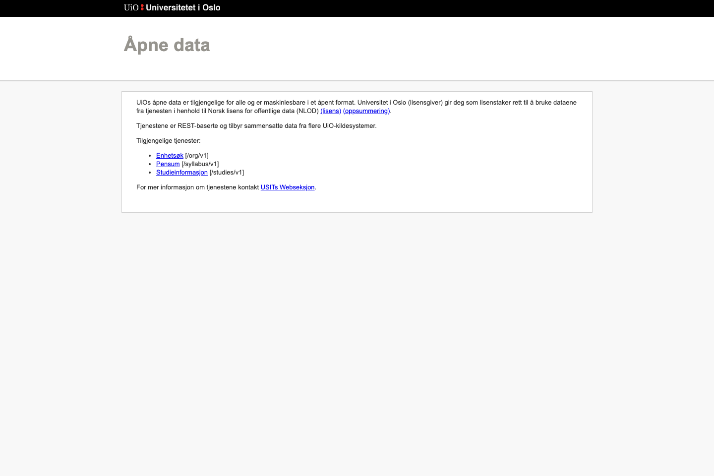 University of Oslo documentation page