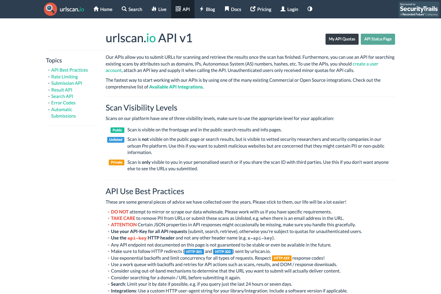 URLScan.io documentation page