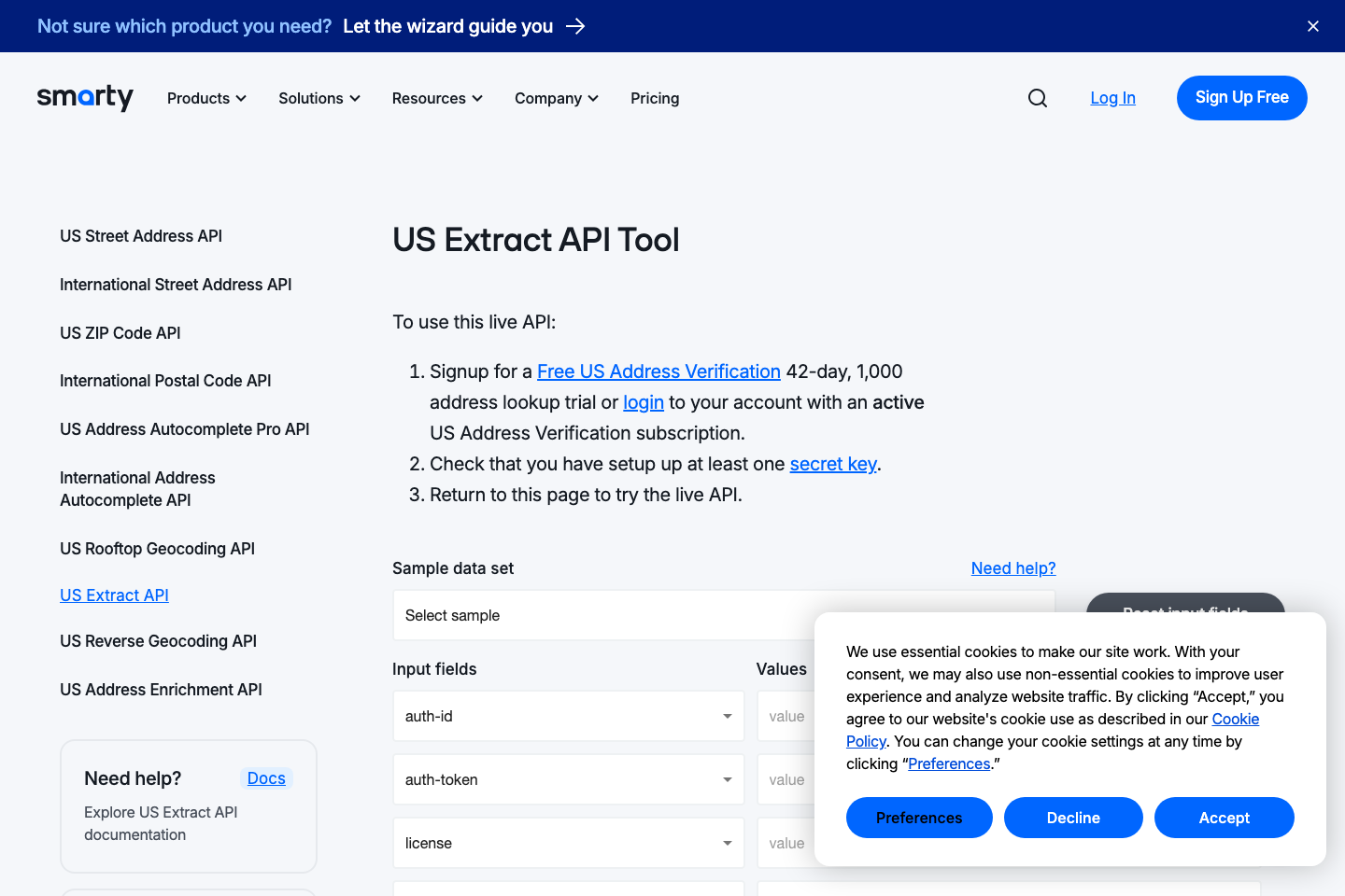 US Extract documentation page