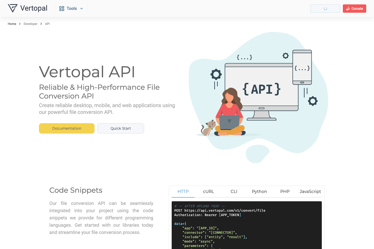 Vertopal documentation page