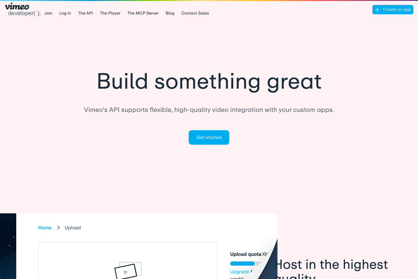 Vimeo documentation page