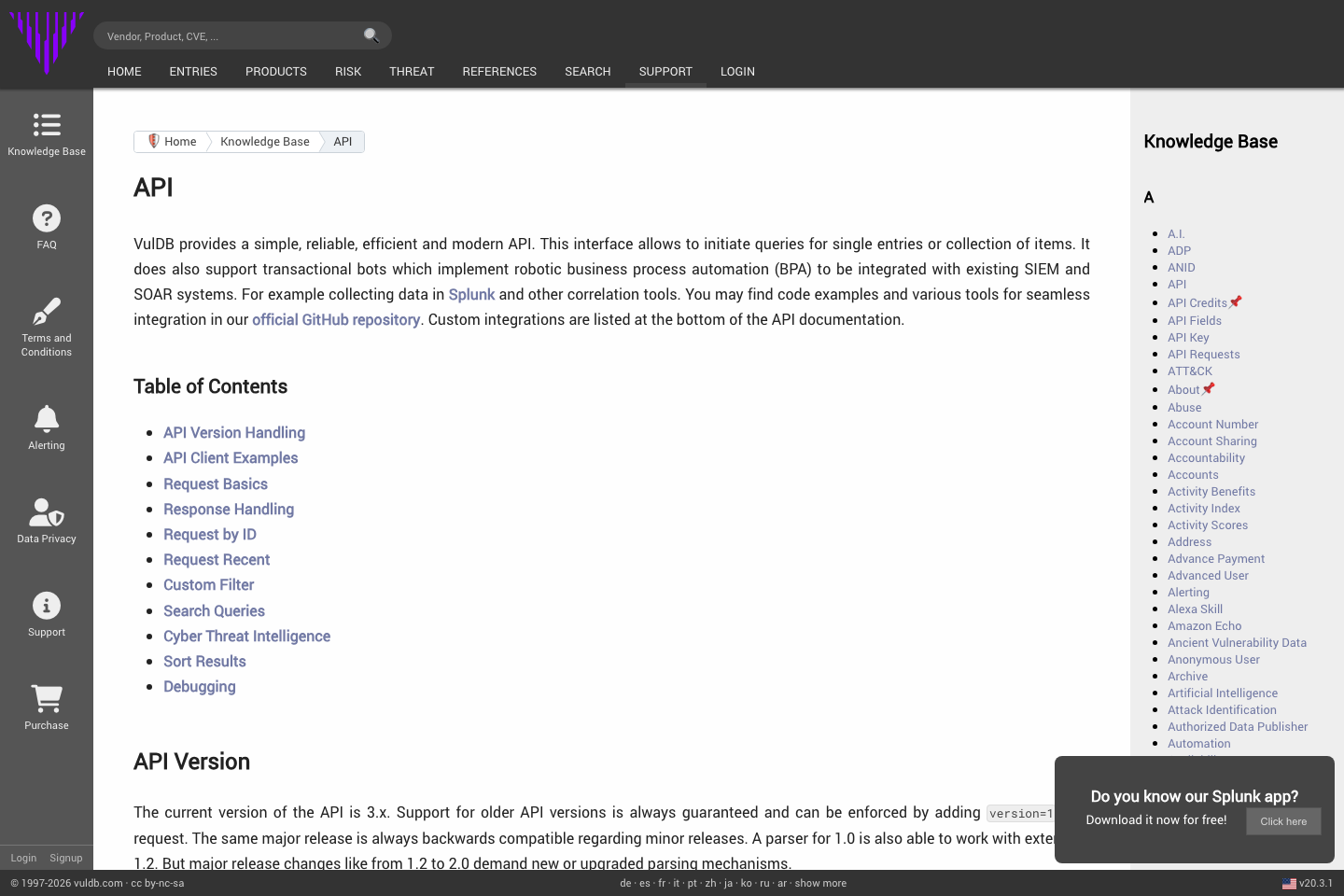 VulDB documentation page