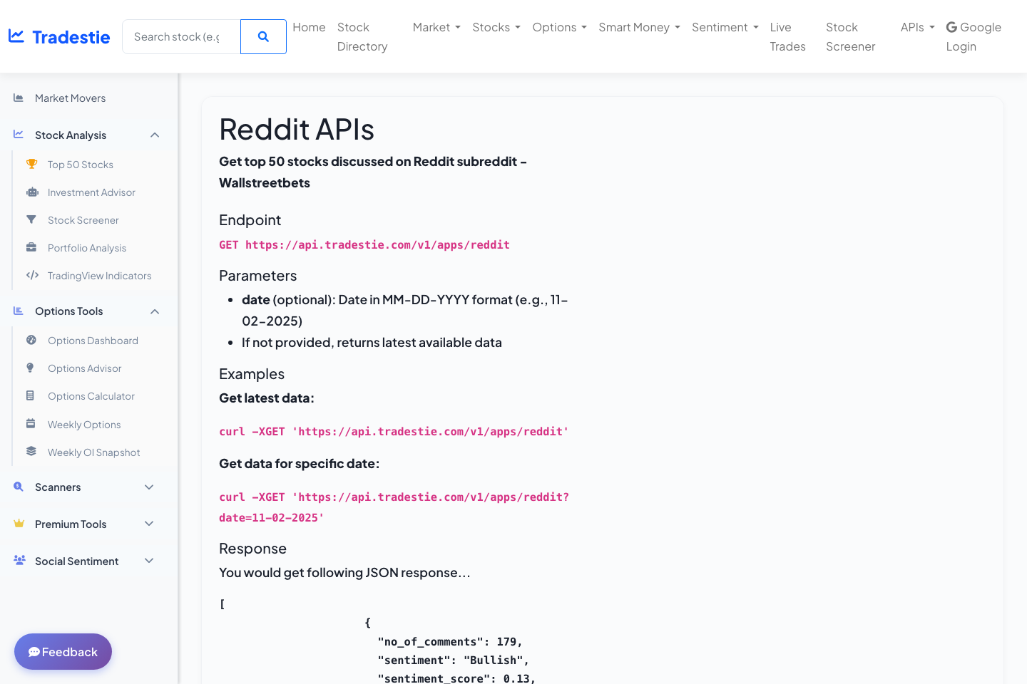 WallstreetBets documentation page