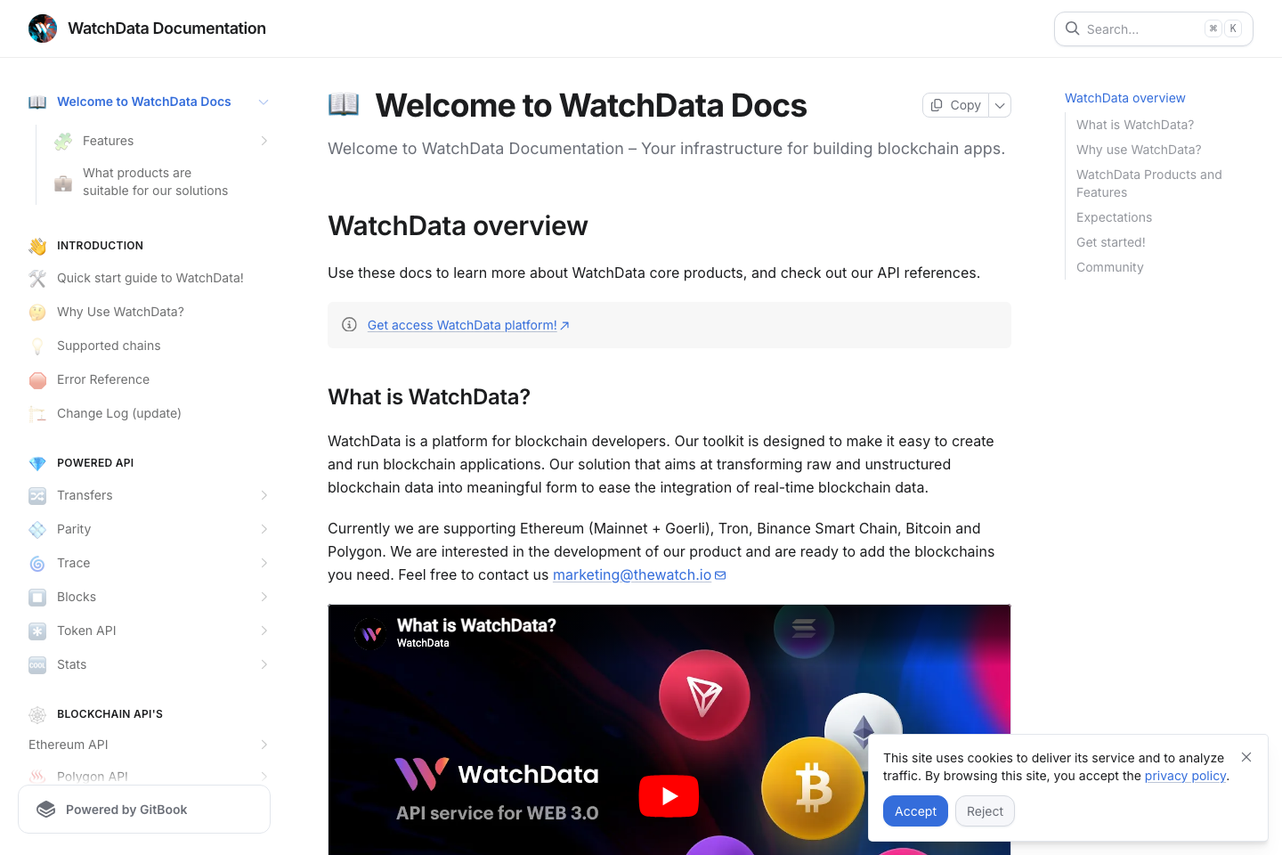 Watchdata documentation page